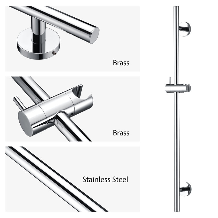 30-Inch Chrome Adjustable Slide Bar for Handheld Showerheads