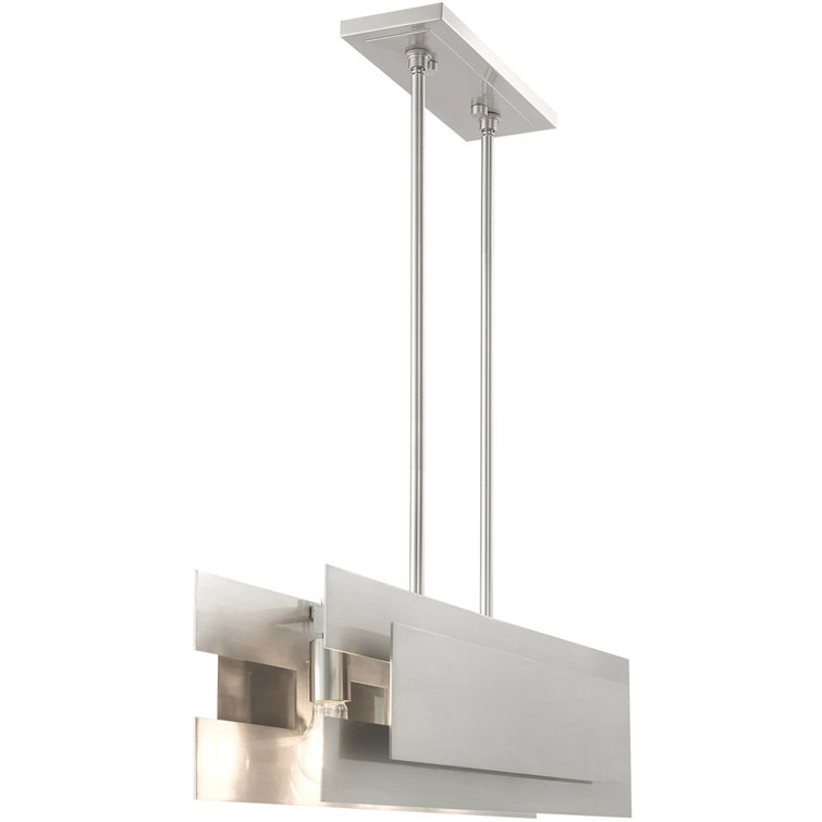 Brushed Nickel 4-Light Linear Chandelier with Metal Shade