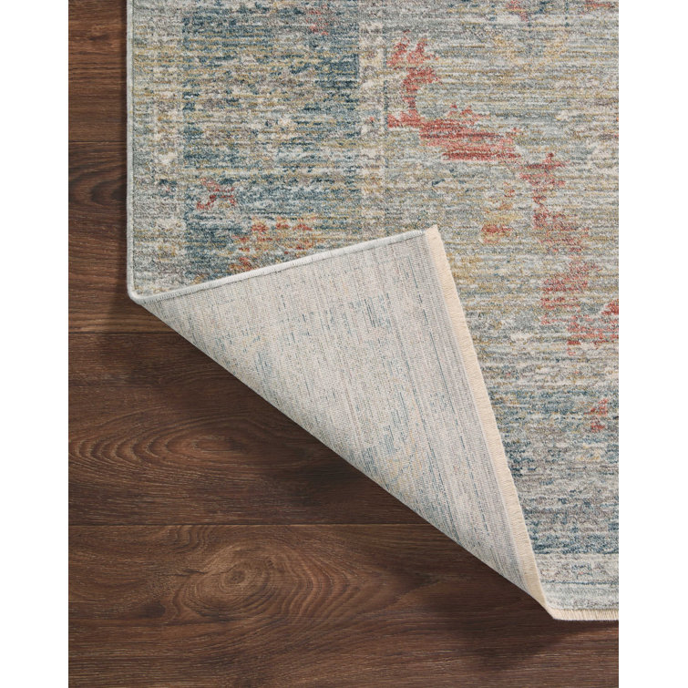 Traditional Floral Slate Gray Synthetic Area Rug 2'3" x 3'10"