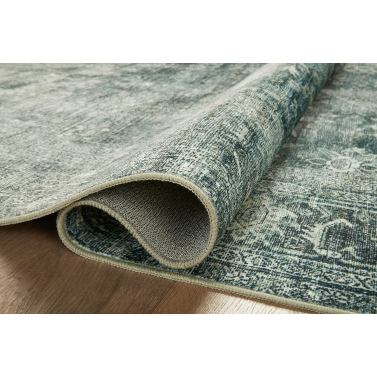 Blue Lagoon Synthetic Rectangular Washable Medallion Rug