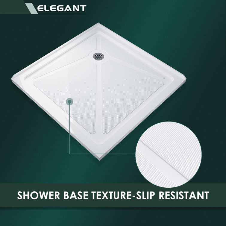 Elegant White Acrylic 36" Square Shower Pan with Drain