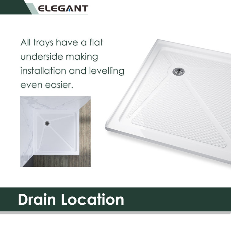 Elegant White Acrylic 36" Square Shower Pan with Drain