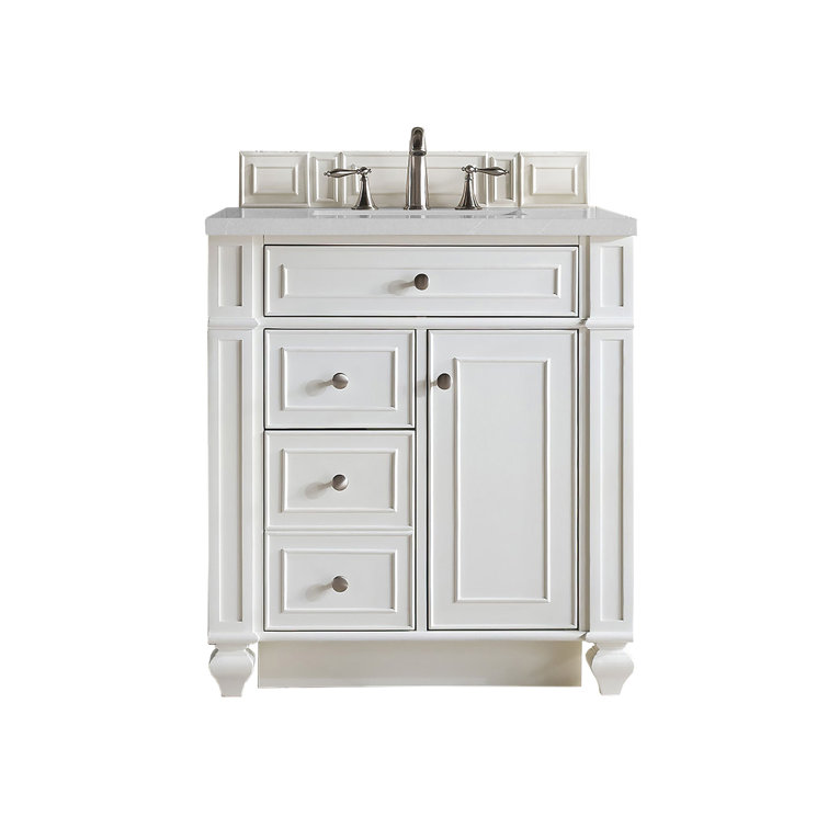 Bright White Solid Wood Single Bathroom Vanity Base