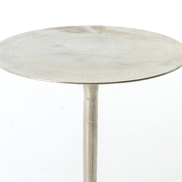 Silver Round Metal Contemporary End Table