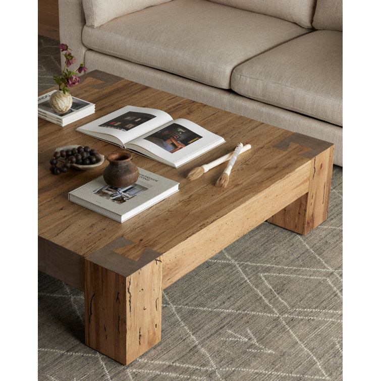 Contemporary Rustic Wormwood Oak 55'' Square Coffee Table