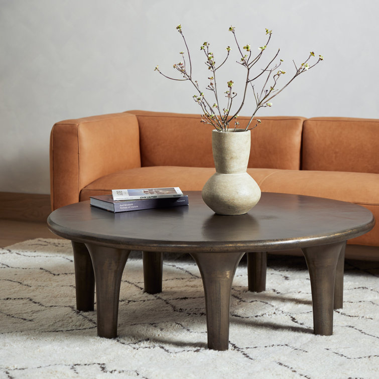Marlow Collection 48" Round Aged Bronze Metal Coffee Table