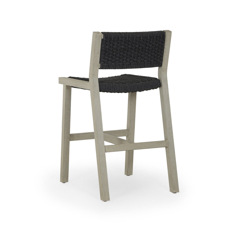 Solano Weathered Grey Teak and Dark Grey Rope Counter Stool