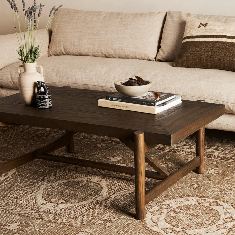 Sienna Brown Rectangular Wood Coffee Table with Storage