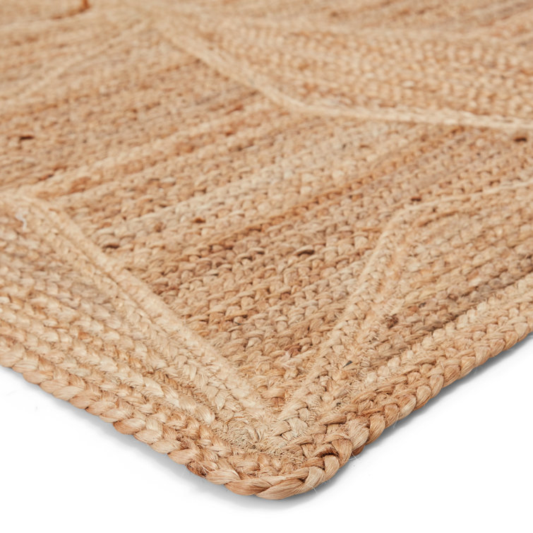 Handwoven Beige Jute Geometric 4' x 6' Area Rug