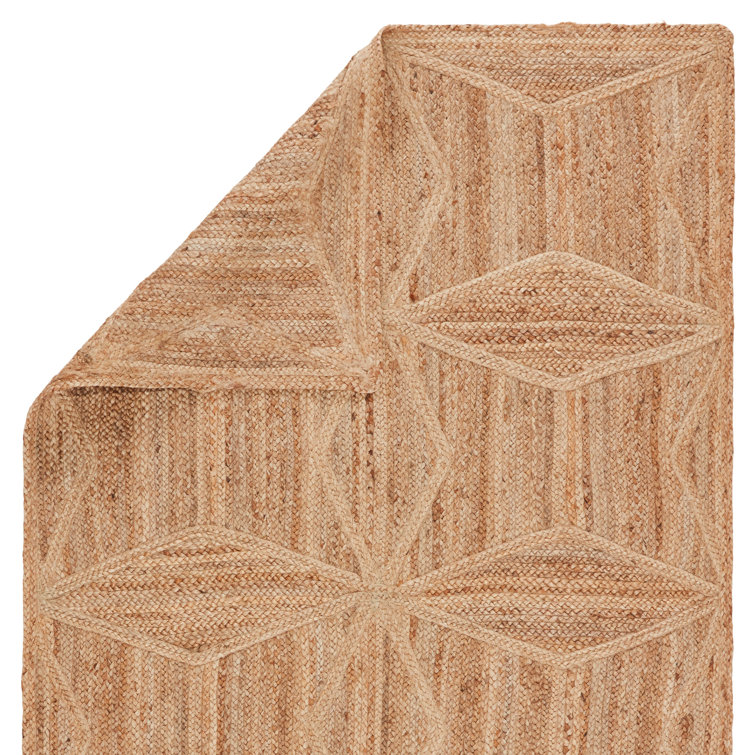 Handwoven Beige Jute Geometric 4' x 6' Area Rug