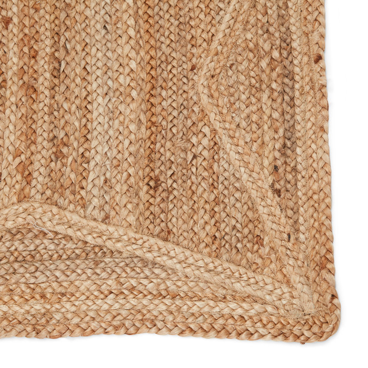 Handwoven Beige Jute Geometric 4' x 6' Area Rug