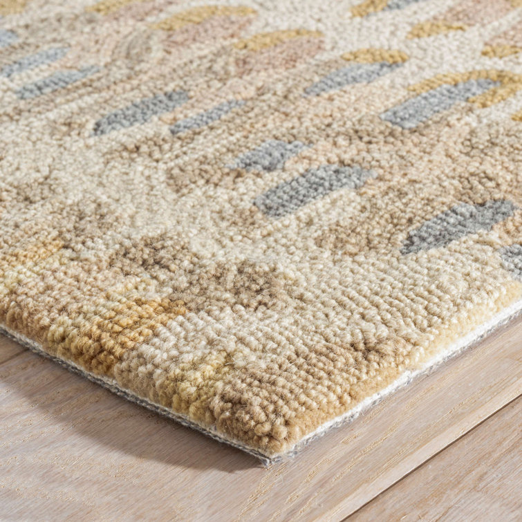Blue and Beige Abstract Handmade Wool Runner Rug 2'6"x8'