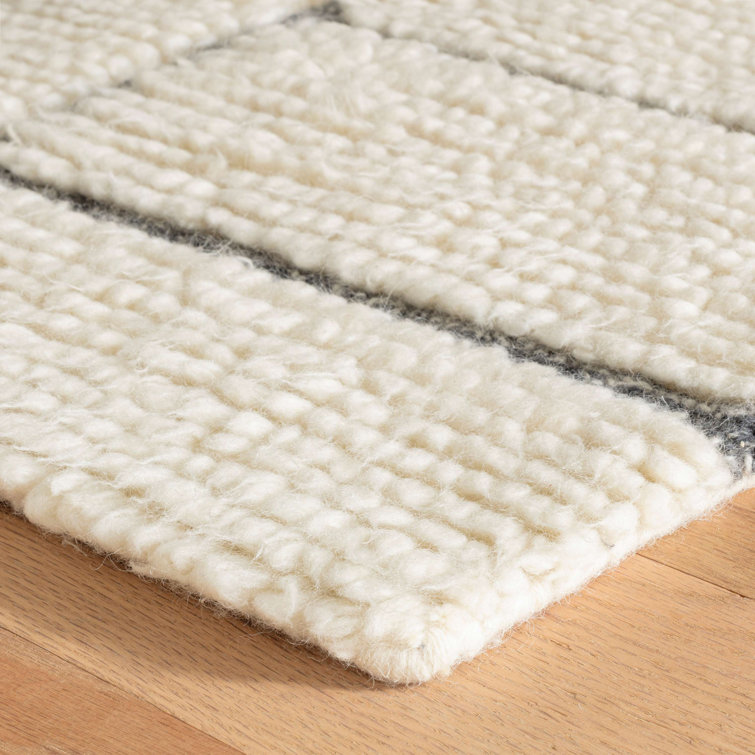 Cowan Ivory and Gray Hand Tufted Wool Runner Rug