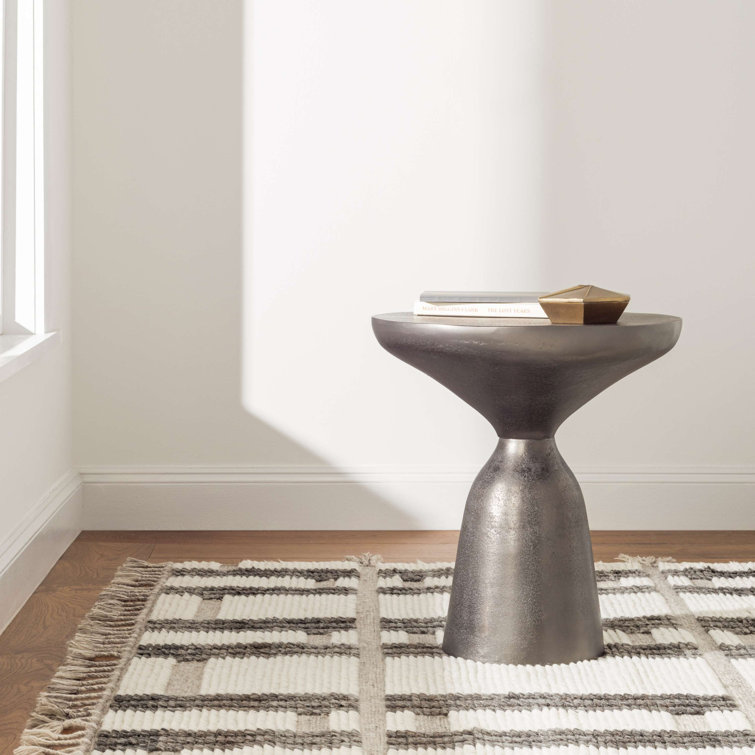 Everett Hand-Knotted Ivory and Charcoal Stripe Wool Rug 3' x 5'