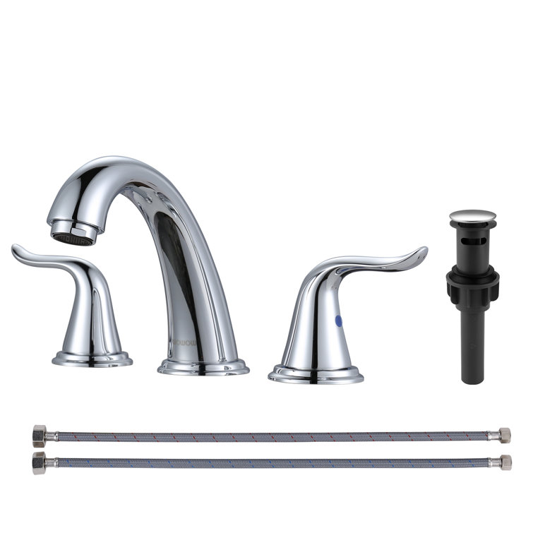 Chrome Widespread 2-Handle Bathroom Faucet with Drain Assembly