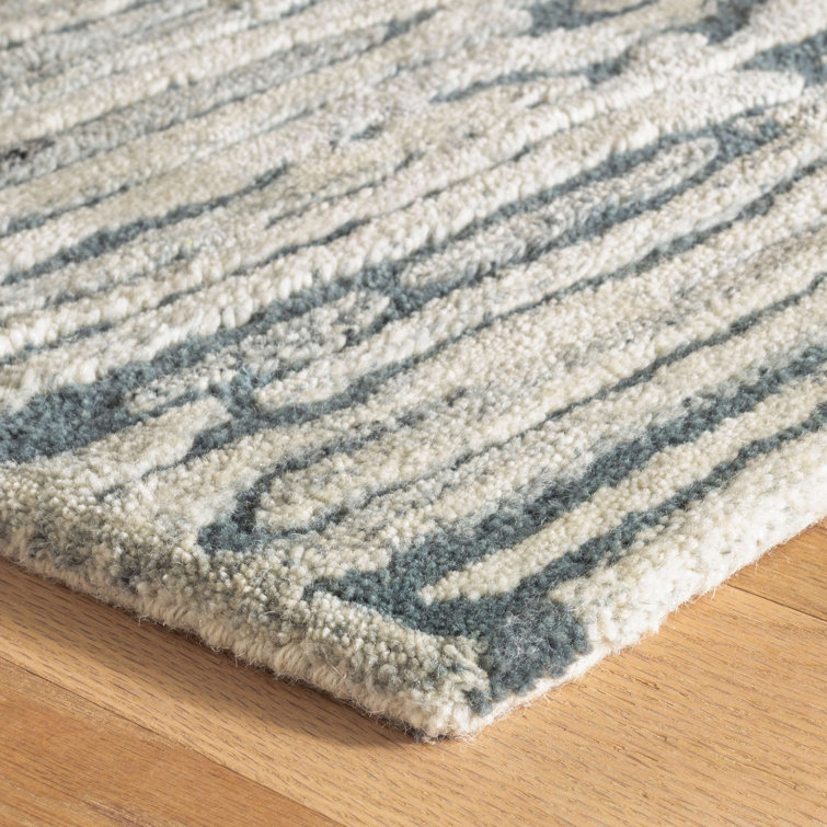 Malone Everglade Blue Hand-Knotted Wool and Cotton 9' x 12' Rug