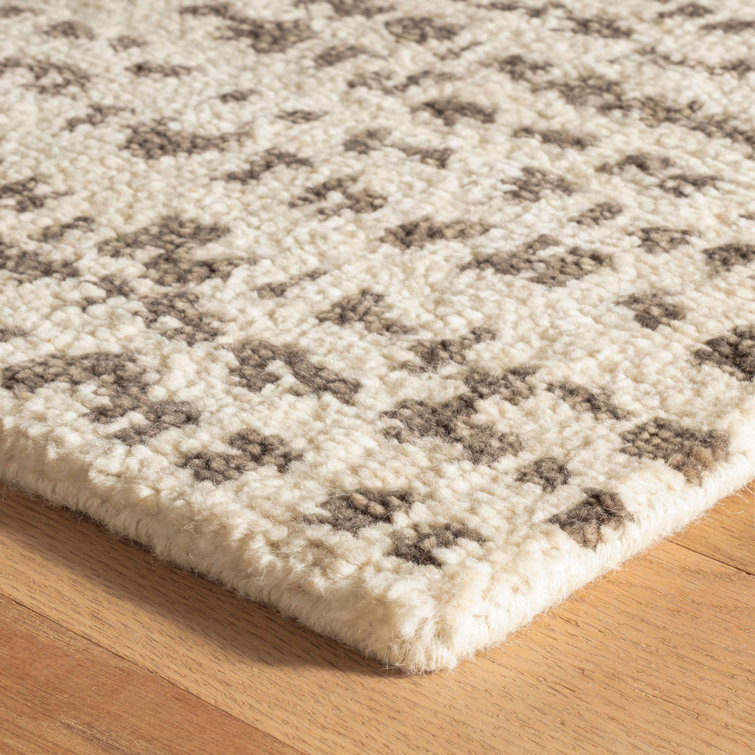 Hand-Knotted Natural Wool Rectangular Rug 3' x 5'