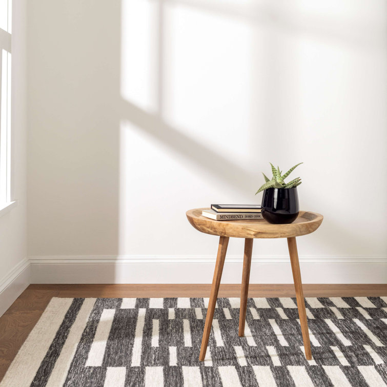 Heights Charcoal and Ivory Flat Woven Wool Rug, 3' x 5'