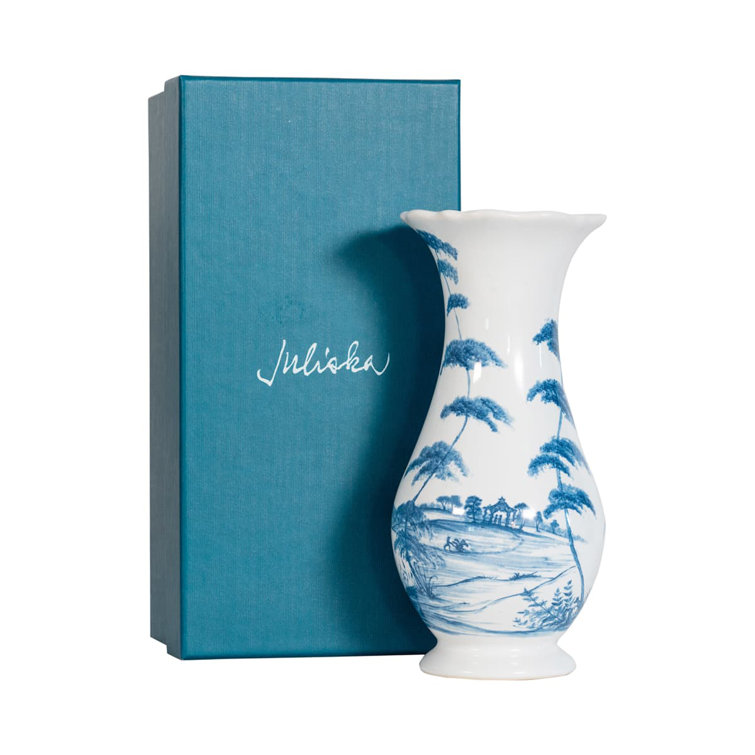 Handmade Blue and White Ceramic Scallop Table Vase
