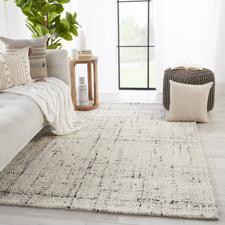 Cambridge Basket Weave Handwoven Wool Rug 6' x 9' in Charcoal Gray