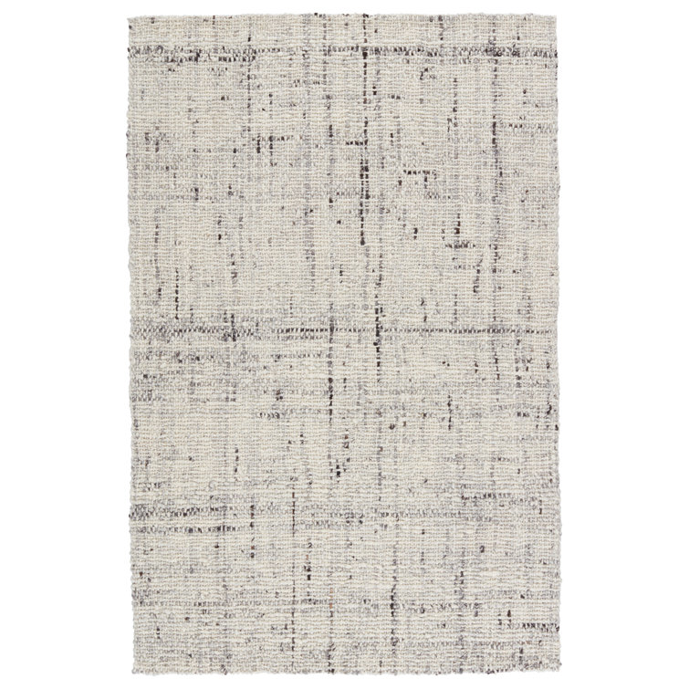 Cambridge Basket Weave Handwoven Wool Rug 6' x 9' in Charcoal Gray