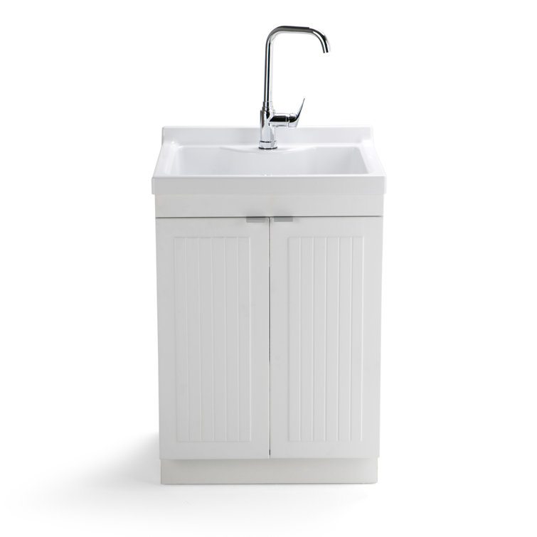 Murphy Pure White 24-inch ABS Utility Sink Cabinet with Chrome Faucet