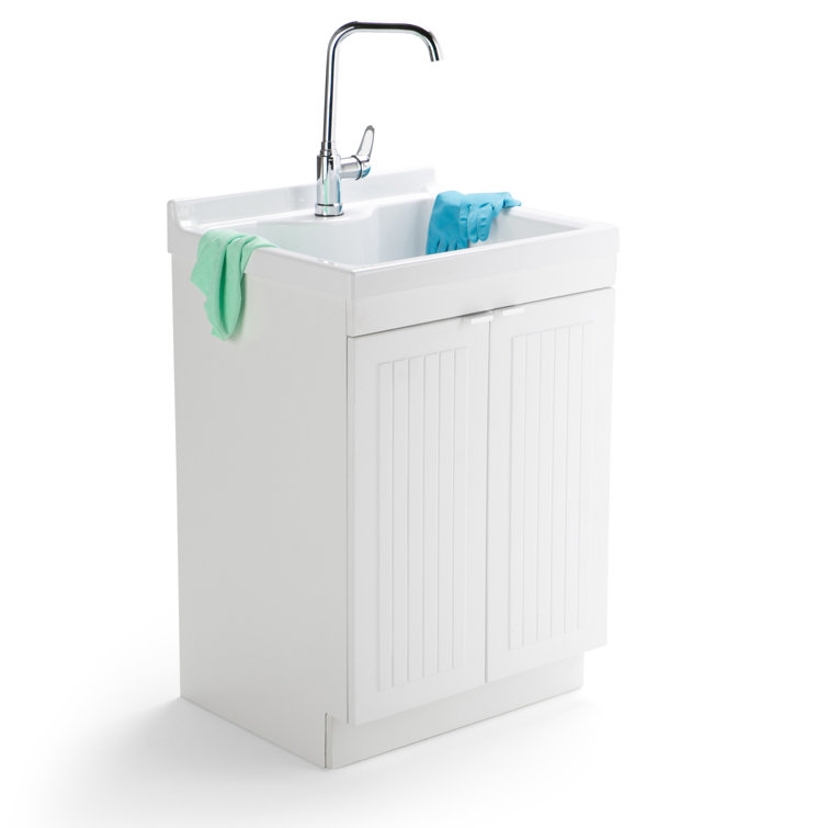 Murphy Pure White 24-inch ABS Utility Sink Cabinet with Chrome Faucet