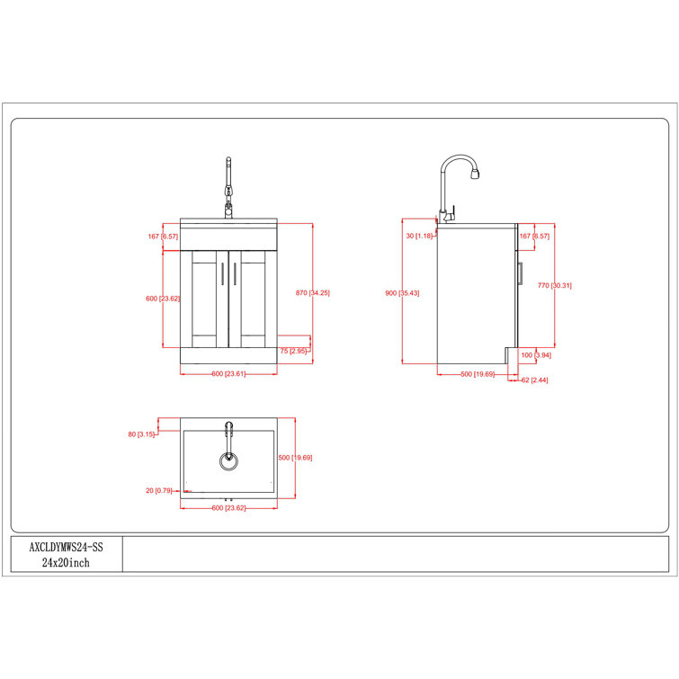 24-Inch White Shaker Utility Sink Cabinet with Stainless Steel Faucet