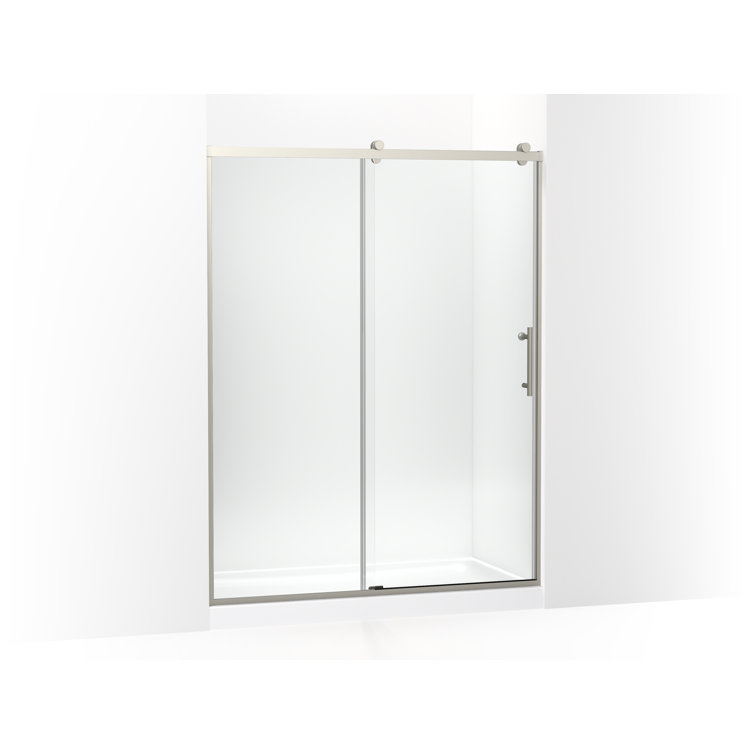 Rely 77" Anodized Brushed Nickel Sliding Frameless Shower Door