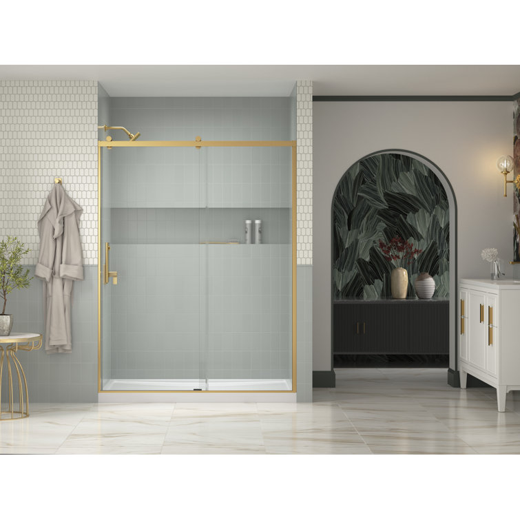 Rely 77" Anodized Brushed Nickel Sliding Frameless Shower Door