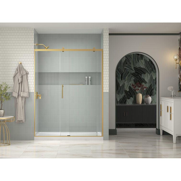 Rely 77" Anodized Brushed Nickel Sliding Frameless Shower Door