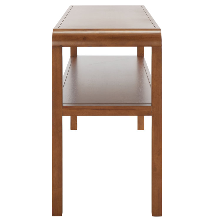 Omara Walnut Finish Solid Wood 2-Tier Console Table