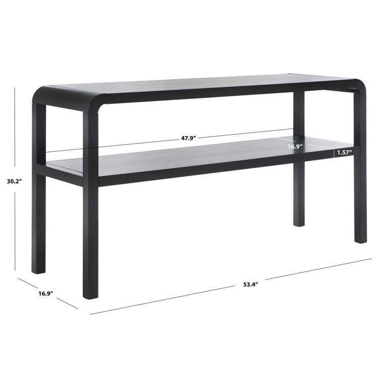 Omara Sleek Black Solid Wood 53'' Modern Console Table with Storage