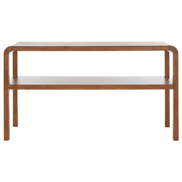 Omara Walnut Finish Solid Wood 2-Tier Console Table