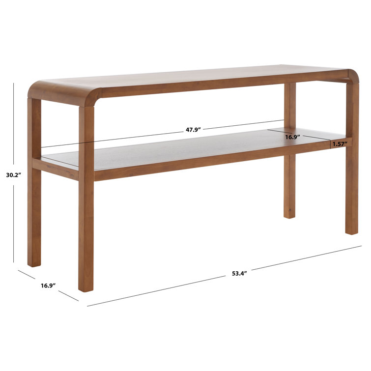 Omara Walnut Finish Solid Wood 2-Tier Console Table