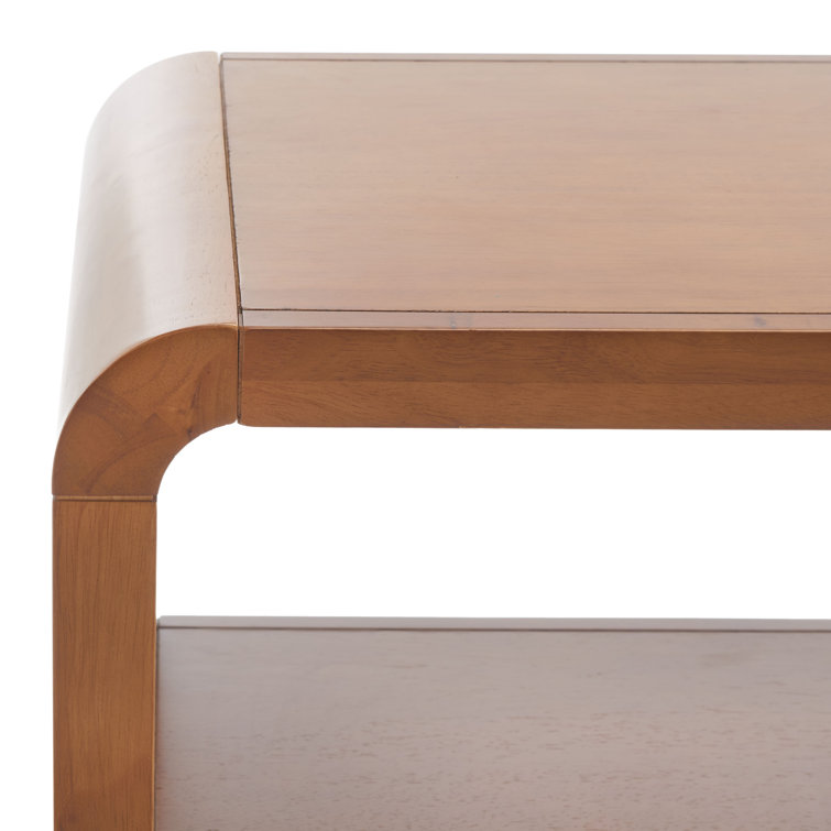 Omara Walnut Finish Solid Wood 2-Tier Console Table
