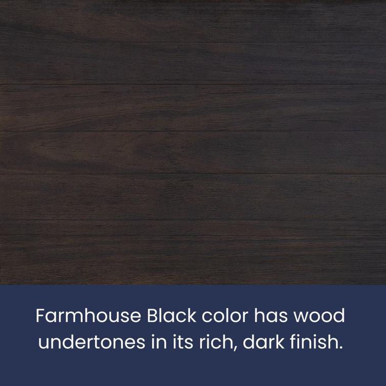 Farmhouse Black Solid Pine Wood Writing Desk with Drawer