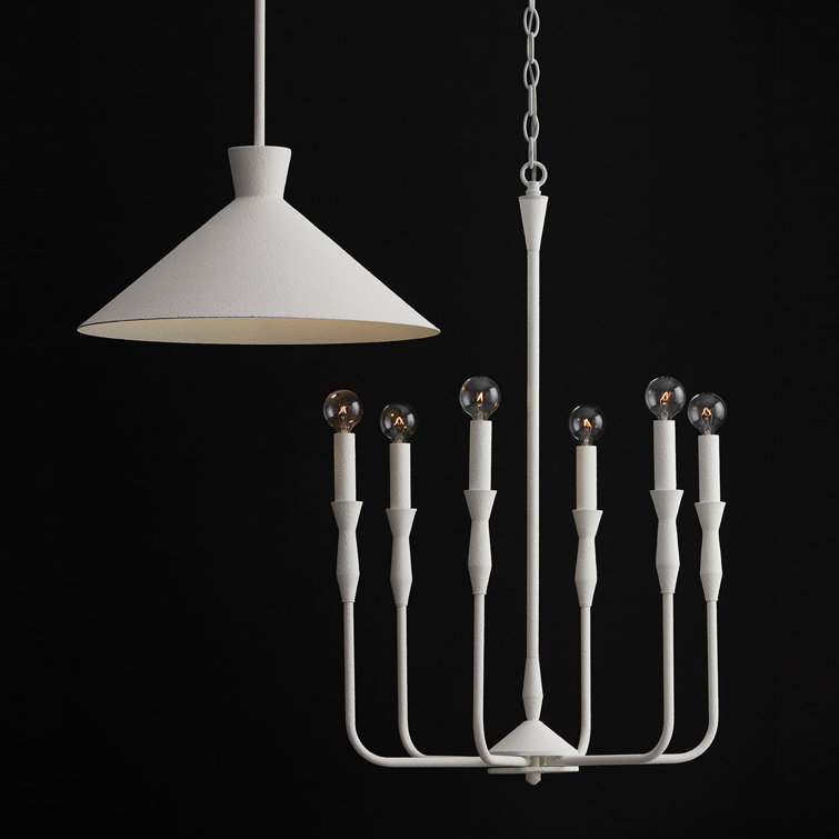 Textured White Modern Cone Pendant Light