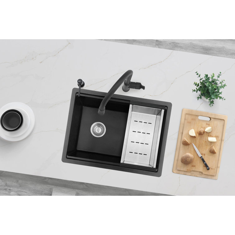 Pietra STYLISH Kinbrook Dual Mount 28" Workstation Single-Bowl Composite Granite Kitchen Sink