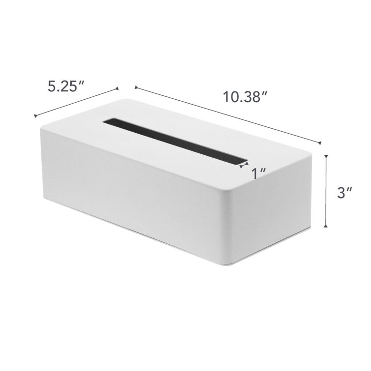 White Steel Minimalist Rectangular Tissue Box Cover