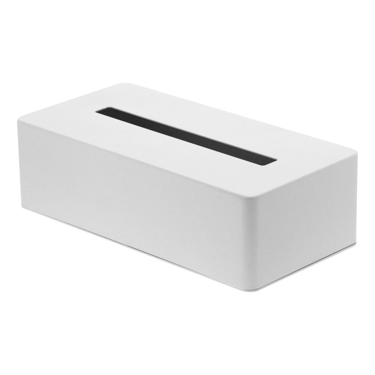 White Steel Minimalist Rectangular Tissue Box Cover