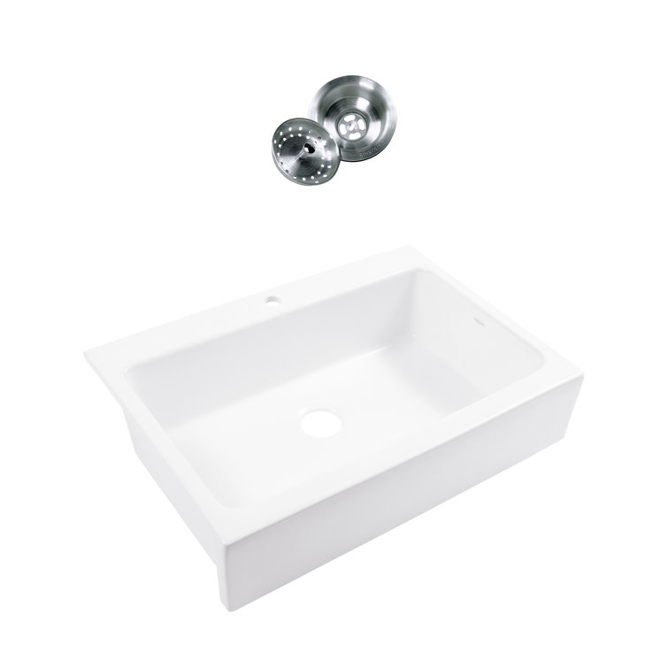 Parker White Fireclay 34" Single Bowl Farmhouse Apron Sink