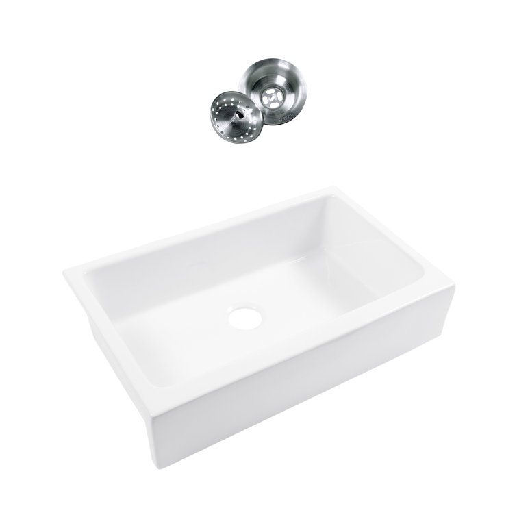 Grace 34" Crisp White Fireclay Farmhouse Kitchen Sink