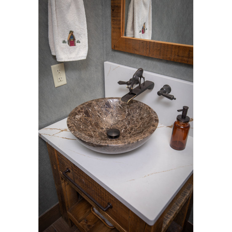 Dark Emperador Marble Circular Bathroom Vessel Sink