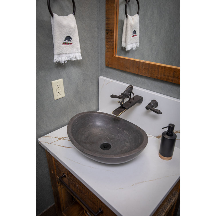 Honed Black Limestone Canoe Shaped Bathroom Sink