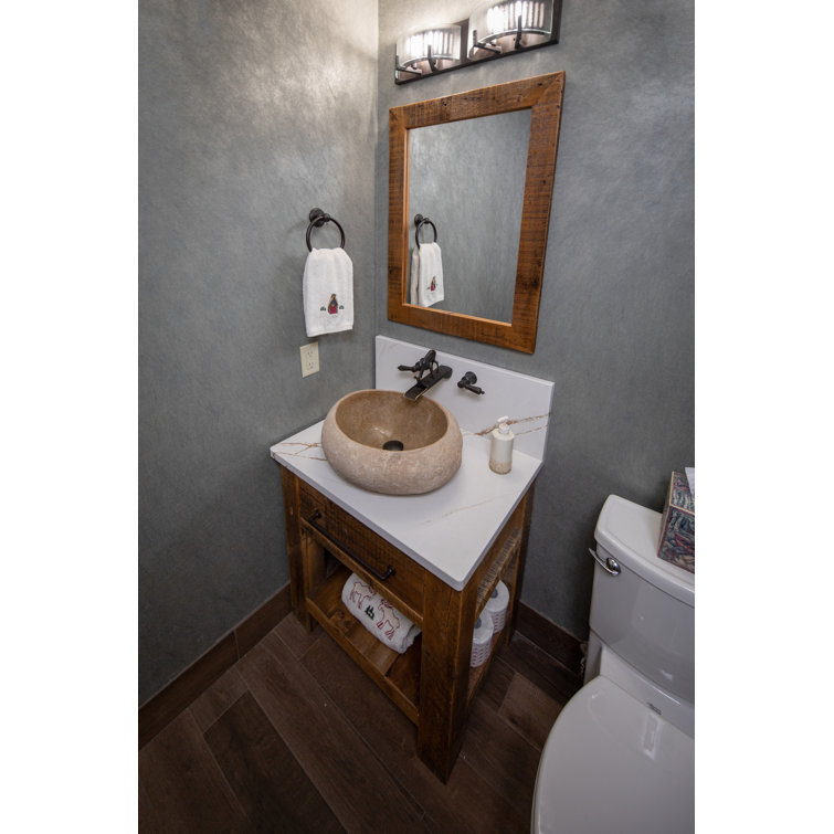Natural River Rock Stone Bathroom Sink with Polished Interior