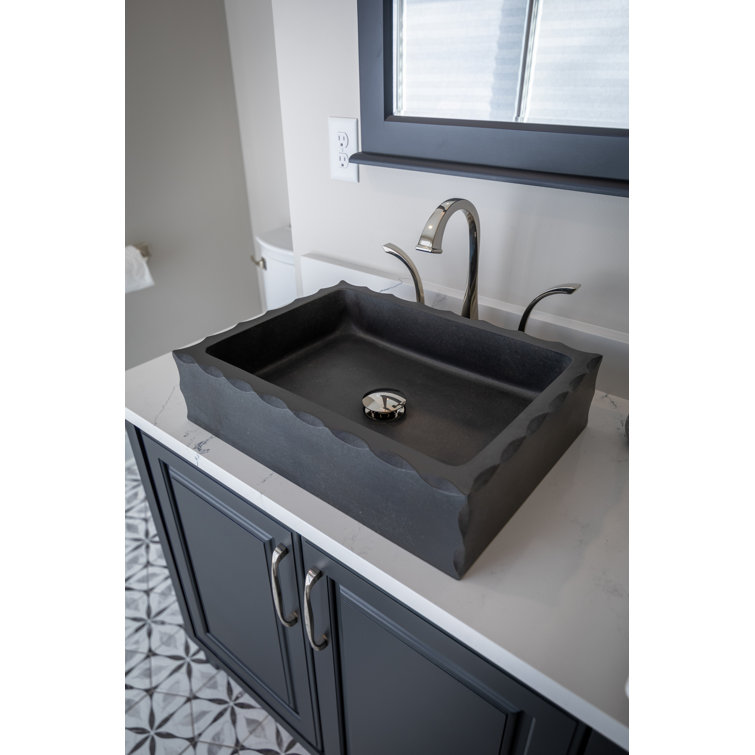 Eden Bath 20'' Black Stone Rectangular Vessel Sink