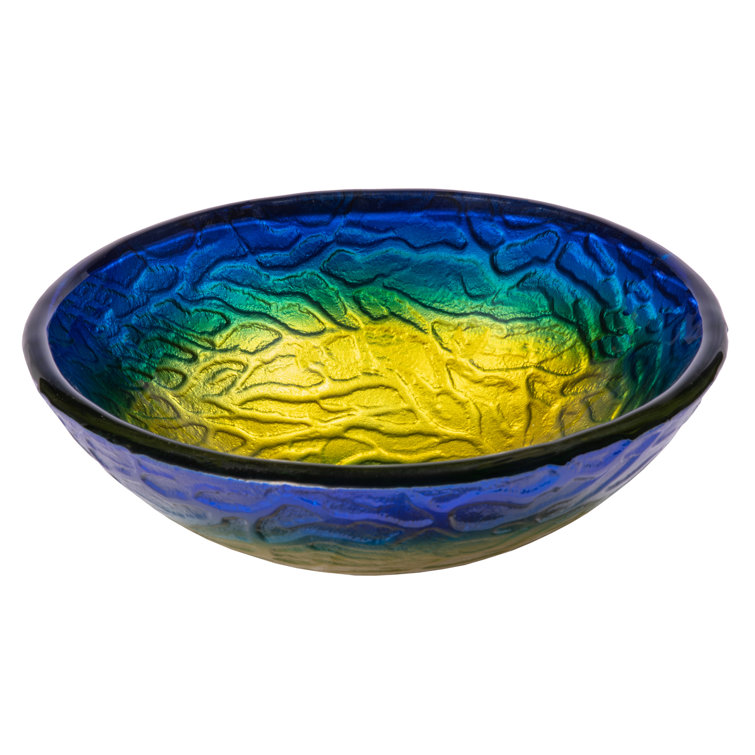 14.25'' Blue and Yellow Glass Vessel Sink