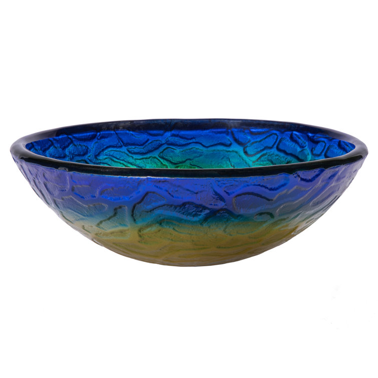 14.25'' Blue and Yellow Glass Vessel Sink
