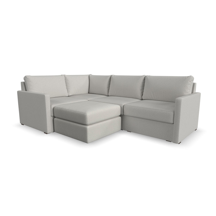 Frost Light Gray Fabric Modular Sectional Sofa with Ottoman